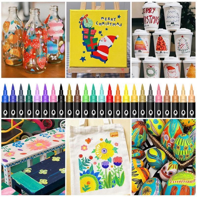 Acrylic Paint Marker Pen Set, 1 Set 12/24/36pcs Double Tip Double Color Quick Dry Waterproof Acrylic Paint Drawing Marker Pen, Crafts Art Supplies for Rock Painting, Wood, Canvas, Stone, Glass #GLOBAL PICKS Acrylic Paint Marker Pen Set, 1 Set 12/24/36pcs Double Tip Double Color Quick Dry Waterproof Acrylic Paint Drawing Marker Pen, Crafts Art Supplies for Rock Painting, Wood, Canvas, Stone, Glass #GLOBAL PICKS