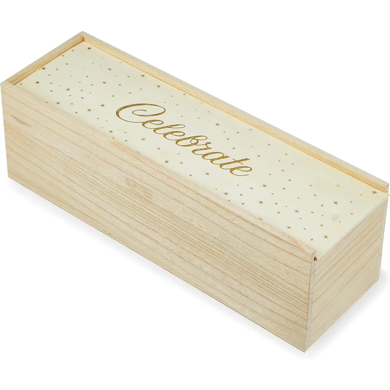 Single Wooden   Box with Sliding Lid, Champagne  Box,  for Housewarming, Weddings, and Special Celebrations, Holds 1 Bottle,  Accessories, Paulownia  Storage Boxes