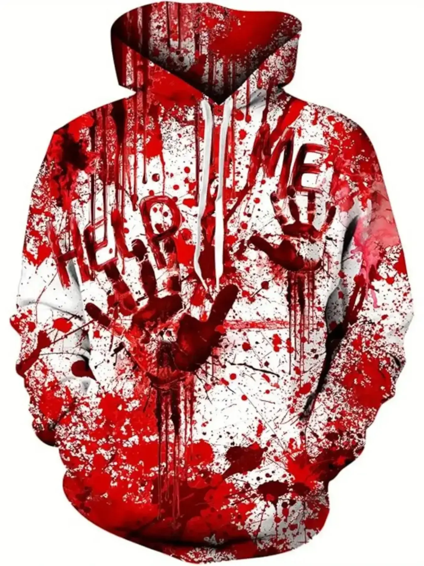Men's Casual Halloween Sweatshirt with Realistic Blood Stain Palm 3D Print, Hooded Pullover for Party and Daily Wear, Spring & Fall Fashion