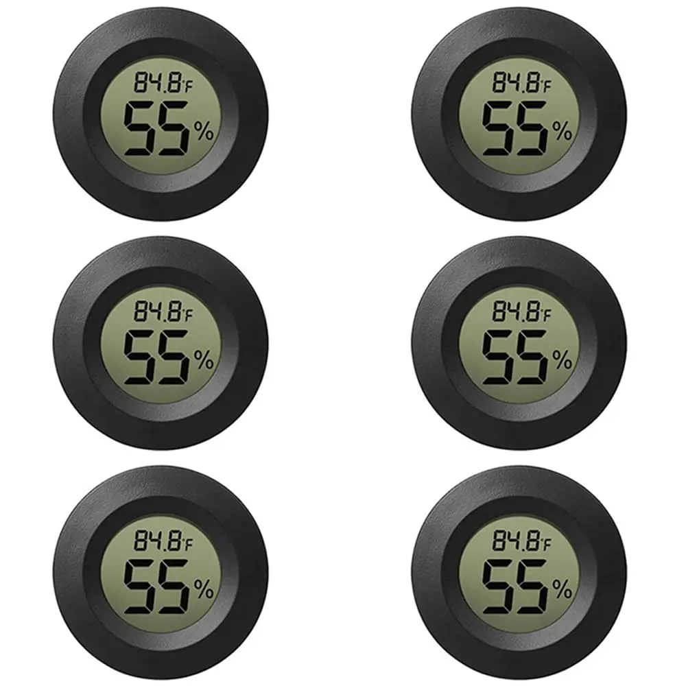 6-Pack Mini Hygrometer Thermometer Digital LCD  Indoor/Outdoor Humidity Meter Gauge Temperature for Humidifiers Greenhouse Reptile Fahrenheit(℉)/ Celsius(℃)