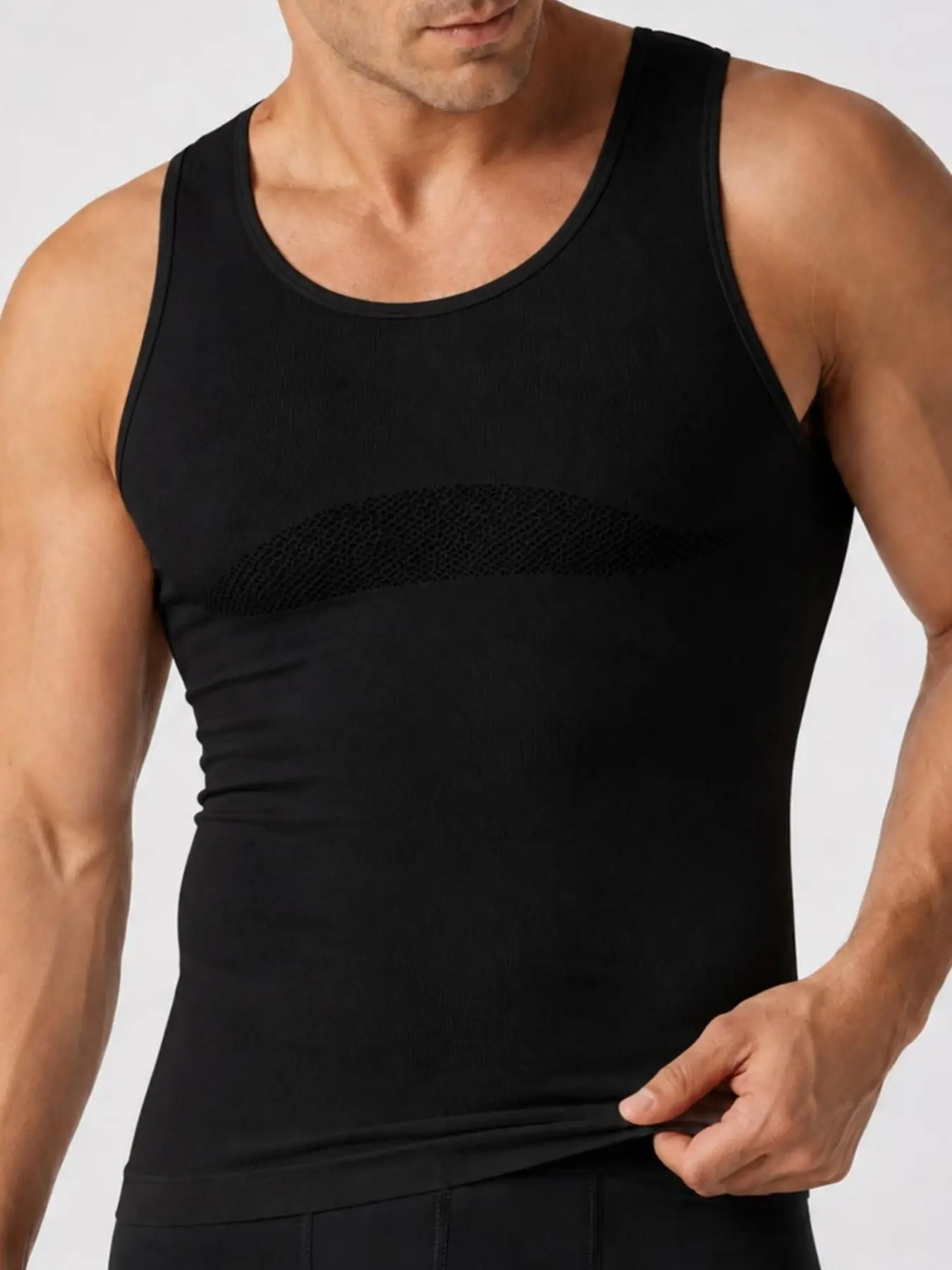 1 Count Men's Sports Durable High Elastic Non-Binding Tummy Control Shapewear Tank Top, Busness & Casual Dual Use Shaper Vest, Comfortable Breathable Chest Abdomen Smoothing Basic Shaping Tops, Suitable for Gym & All Seasons