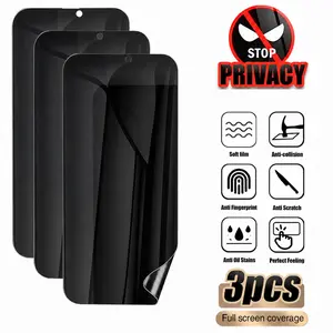 3-Pack Full Screen Privacy Screen Protector, Auto-Healing, Anti-Scratch, Fingerprints, Oil, Edge-To-Edge, Shockproof, Curved, Universal