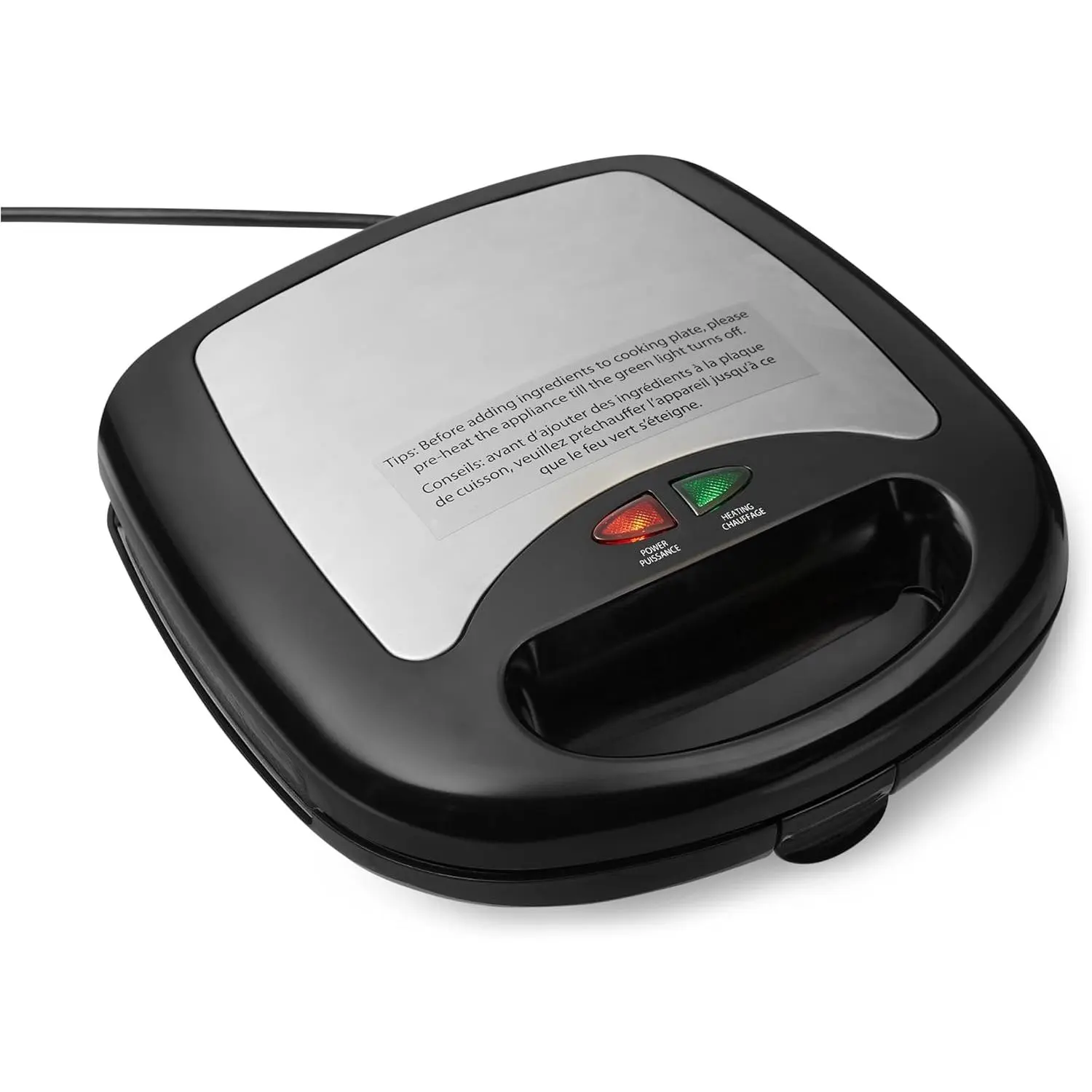 3-in-1 Sandwich Maker, Panini Press and Waffle Maker with Removable Ceramic-Coated Plates, 760W, Space-Saving Storage