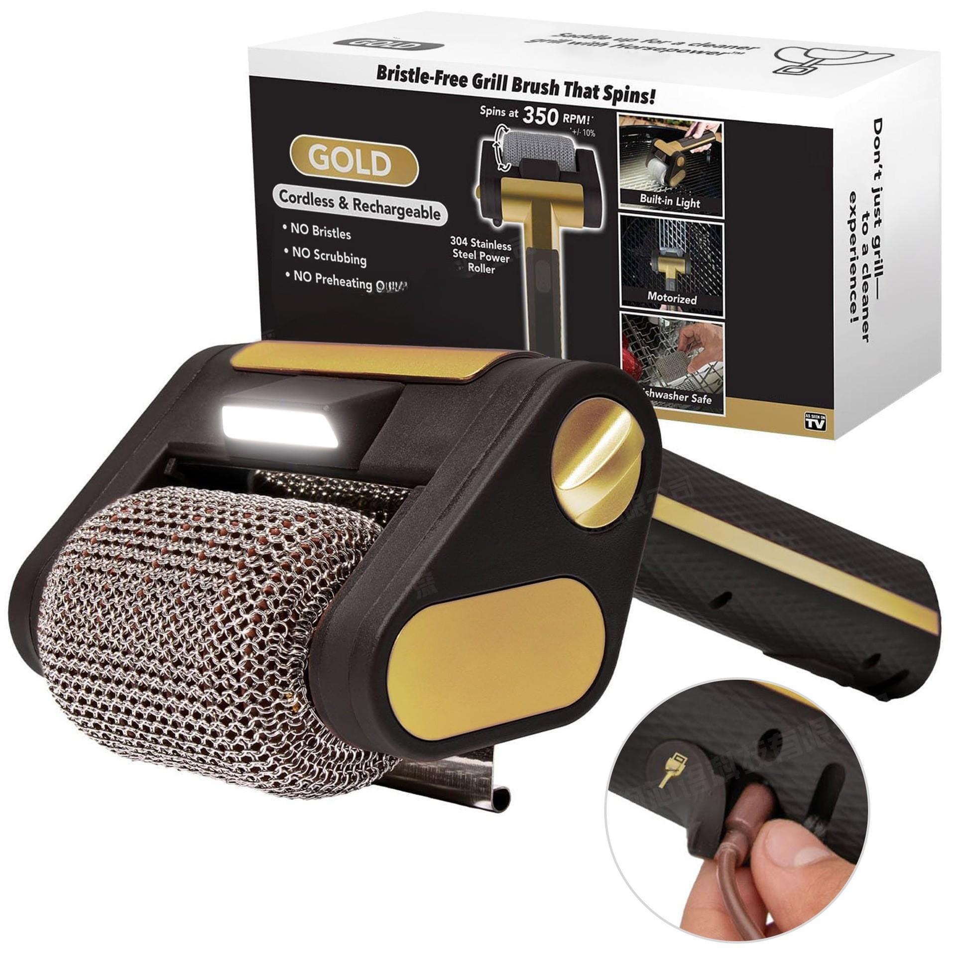 Outdoor Barbecue Grill Special Barbecue Brush with Led Lighting, Electric Cleaning Brush, Stainless Steel Roller, Anti-Scalding, Wholesale Cordless High-Torque Impact Drill