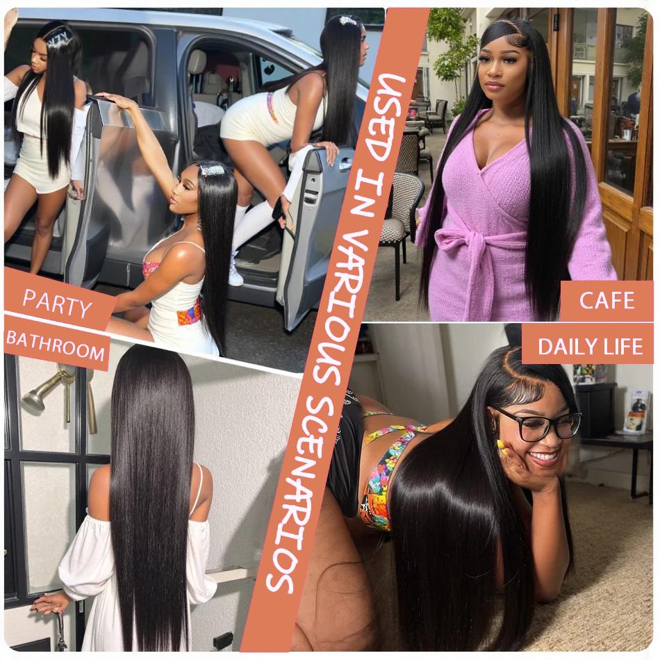 13x6 Bone Straight HD Lace Front Wig Pre Plucked 30 40 50 Inch 13x4 Lace Frontal Brazilian Human Hair Wigs For Women