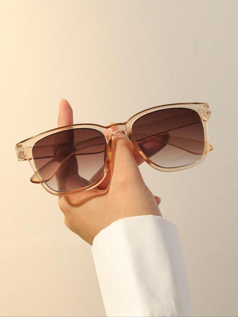 Unisex Vintage Square Frame Tinted Lenses Sunglasses, Modern Accessories for Men, Trendy Casual Leopard Print Sunglasses for Everyday Use, Fashionable Versatile Accessories for Outdoor Activities, Lightweight Durable Sunglasses