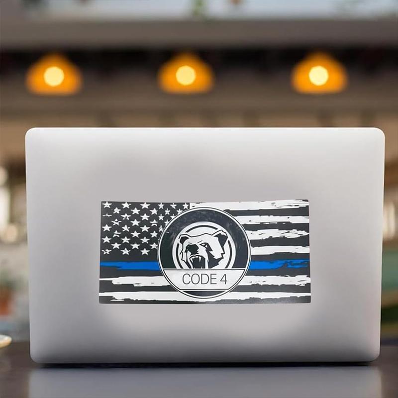 Thin Blue Line Sticker code 4- Show Police Support! Waterproof Decal for Car, Laptop, Helmet | Back the Blue Cop Gift,Gift