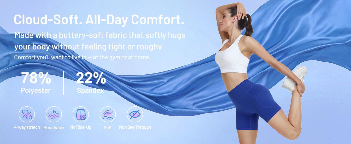 Women's Biker Shorts No Front Seam 4"/6"/8" High Waist Tummy Control Workout Yoga Gym Running Spandex Shorts Pockets