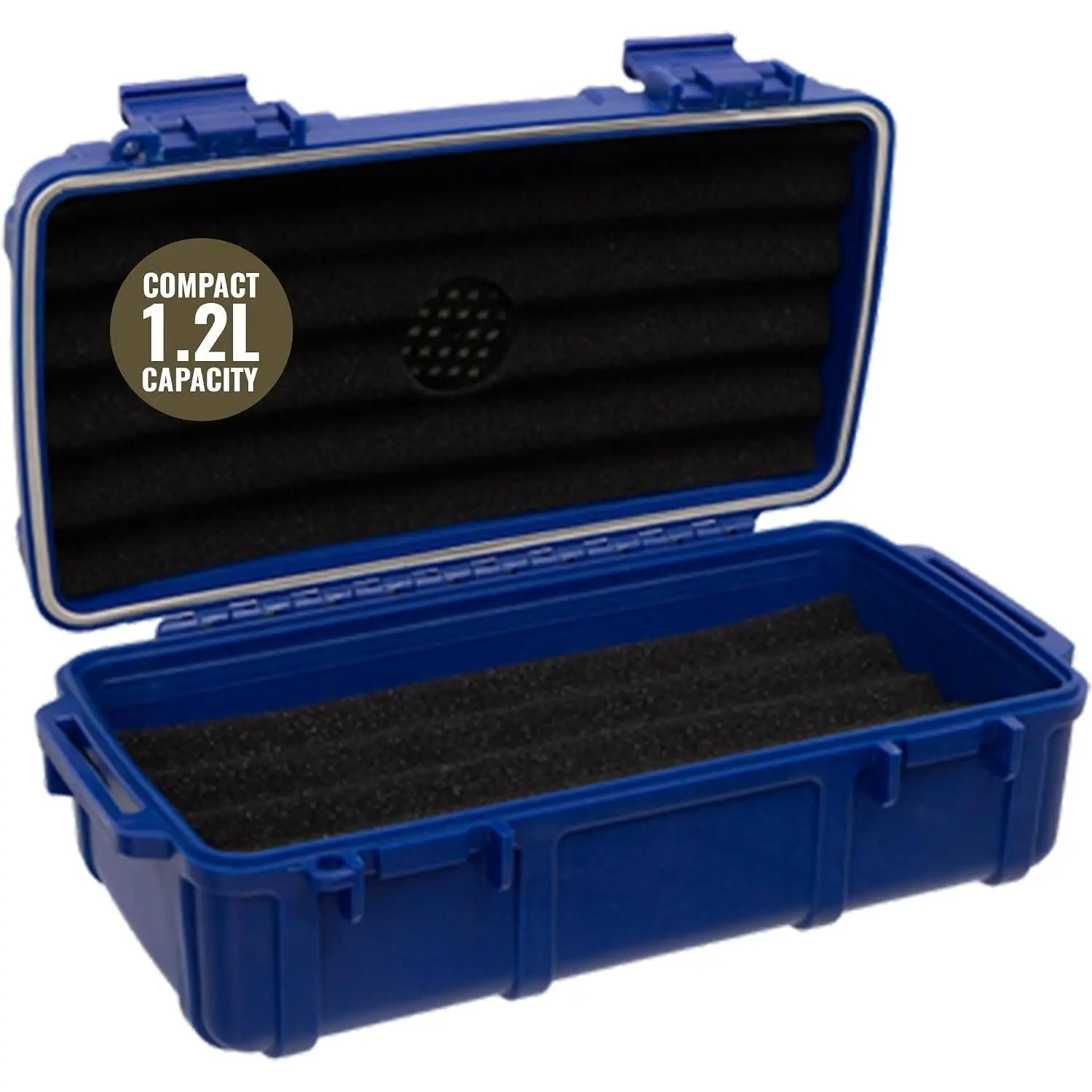 Waterproof Hard Storage Case with Airtight Gasket Seal, Navy Blue - Portable Heavy Duty Box with Foam Interior, Carabiner & Lanyard for Electronics, Valuables, Camping, Hiking, Fishing