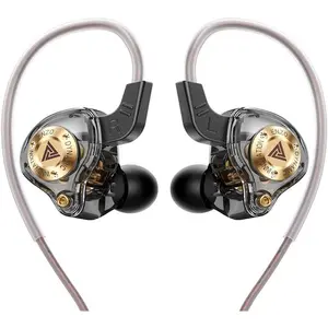 Wired Gaming Headphones IEM Earphones, QKZ ENZO in Ear Monitor, HiFi Earbuds, with New 11mm Dynamic Driver, Bass Sound, with 1DD, for Video Music Gaming (Black)
