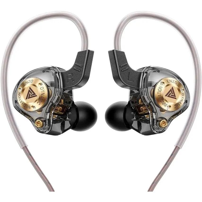 Wired Gaming Headphones IEM Earphones, QKZ ENZO in Ear Monitor, HiFi Earbuds, with New 11mm Dynamic Driver, Bass Sound, with 1DD, for Video Music Gaming (Black)