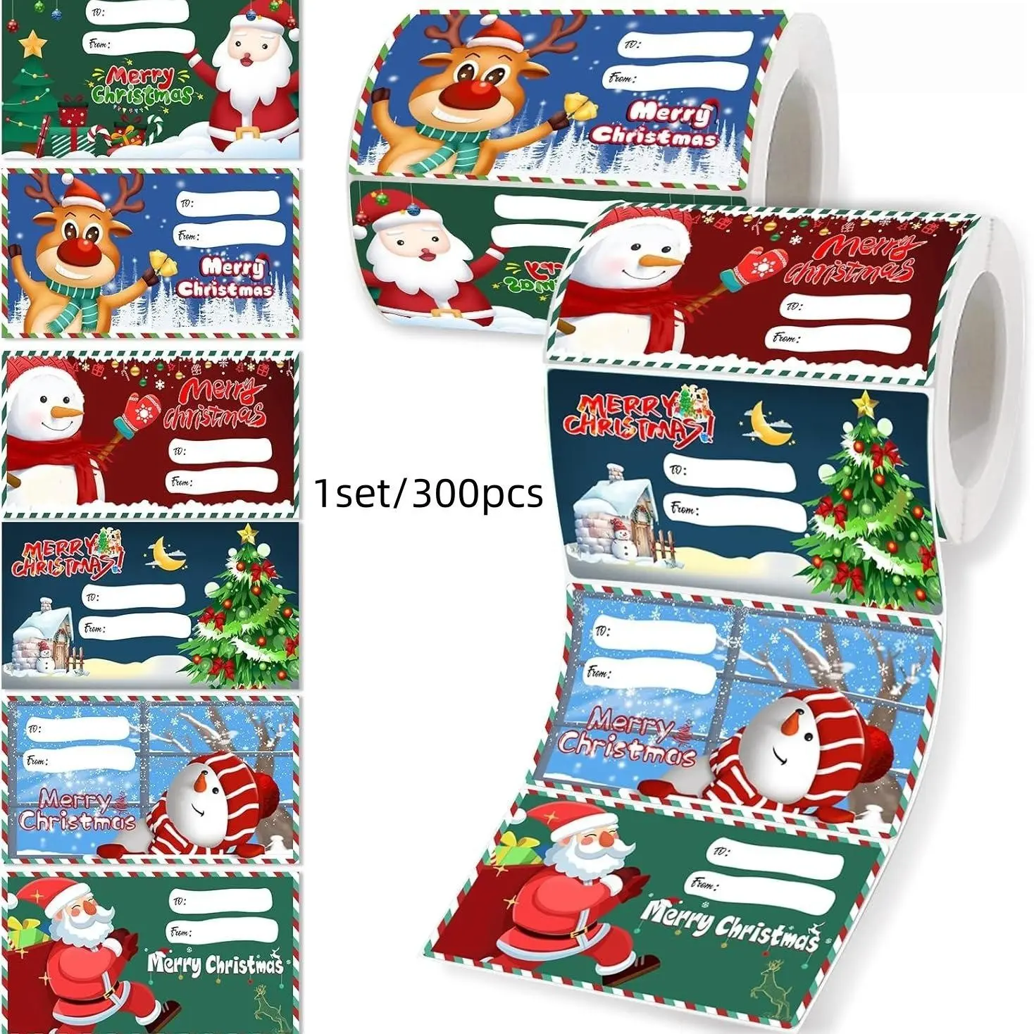 300 Self-Adhesive Holiday Labels, Christmas Gift Tags, Gift Wrapping Stickers, Handmade Crafts, Adhesive Label Paper