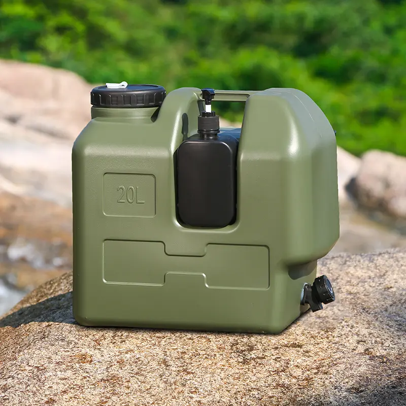 20L/5.28gal Portable Outdoor Food-Grade PE Water Storage Bucket with Faucet, Tactical Green, Ergonomic Handle, Sealed Lid, Handwashing Jug for Camping Hiking Emergency Survival Gear, RV Garden Use, Christmas Gift