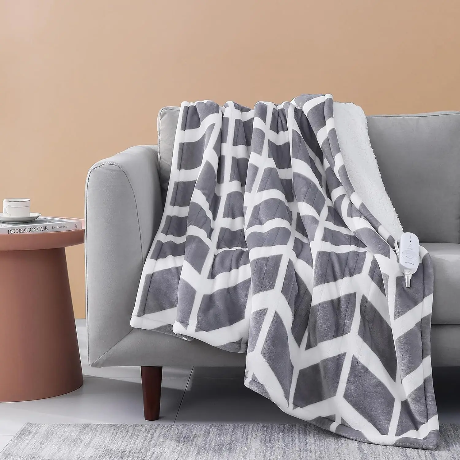 Electric Blanket Heated Throw, 50" x 60" Heated Blanket with 5 Heat Levels & 3 Hours Auto Off,  Heating Blankets with ETL & FCC Certification, Grey