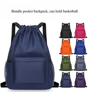Lightweight Travel Daypack Gym And Outside Durable Cinch Backpack - Spacious Travel Sack with Mesh Pockets Lightweight Drawstring Gym Bag - Versatile Travel Backpack Men And Women