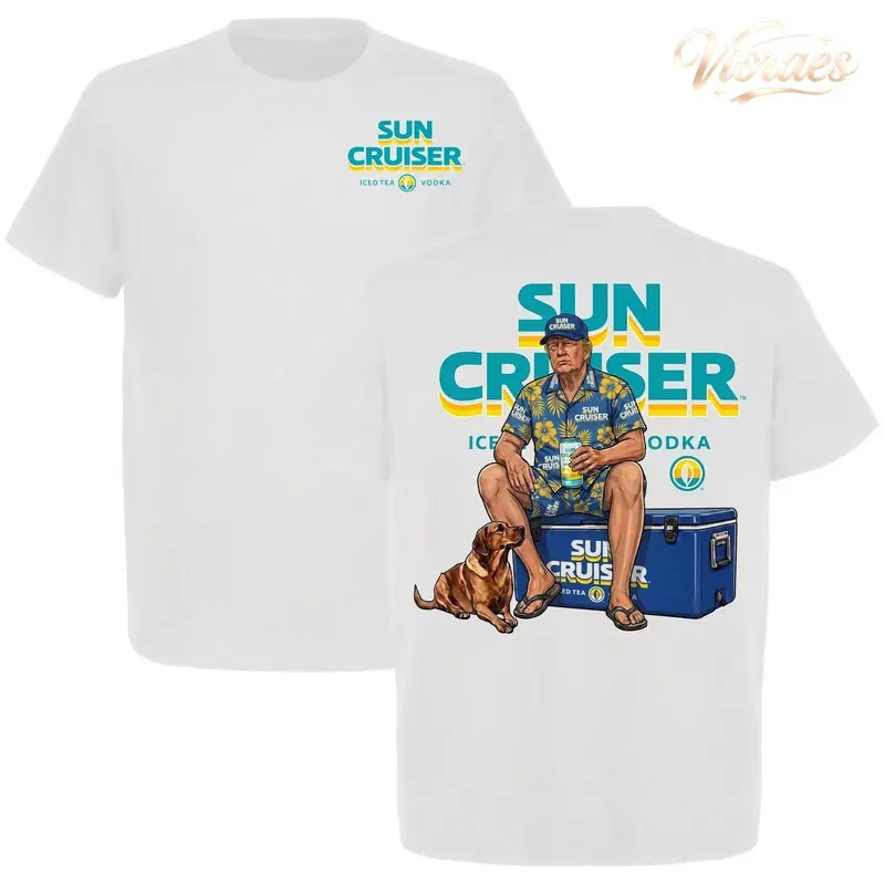 Men's Graphic T-Shirt, Casual Trump Sun Cruiser Patriotic Shortsleeve Top |   Lightweight Menswear for Summer Vacation, Seamless, fabric , Fabric, Foldable, Soft, Smooth, Tshirt, Graphic Print, All Seasons, Round Neck, Mens Clothing