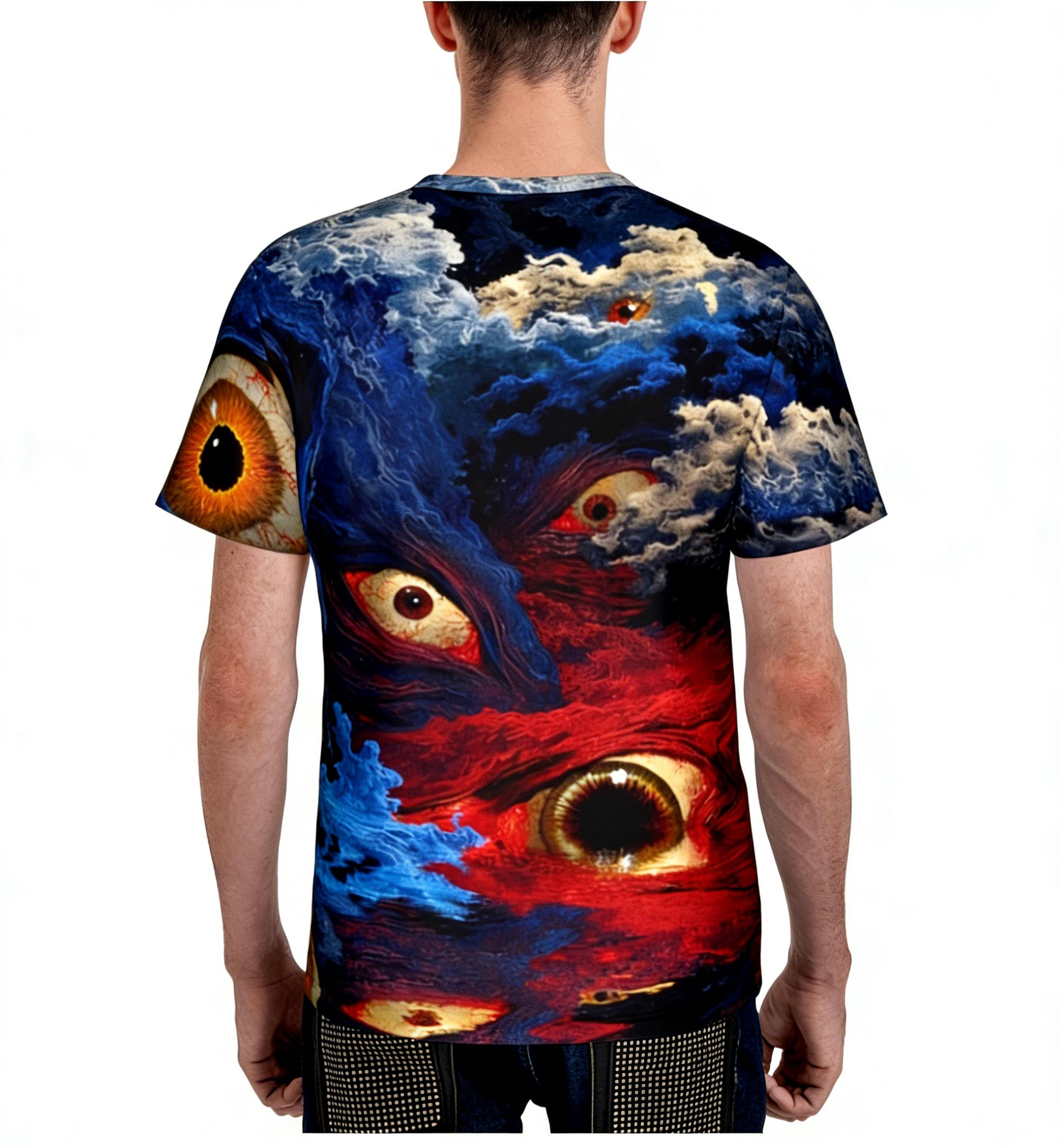 Eye of Chaos Dark Cthulhu Summer Full-Print Short-Sleeve 3D Printed T-Shirt Unisex Outdoor Comfortable Top Party Clothes Couple Pattern Gift for Friends