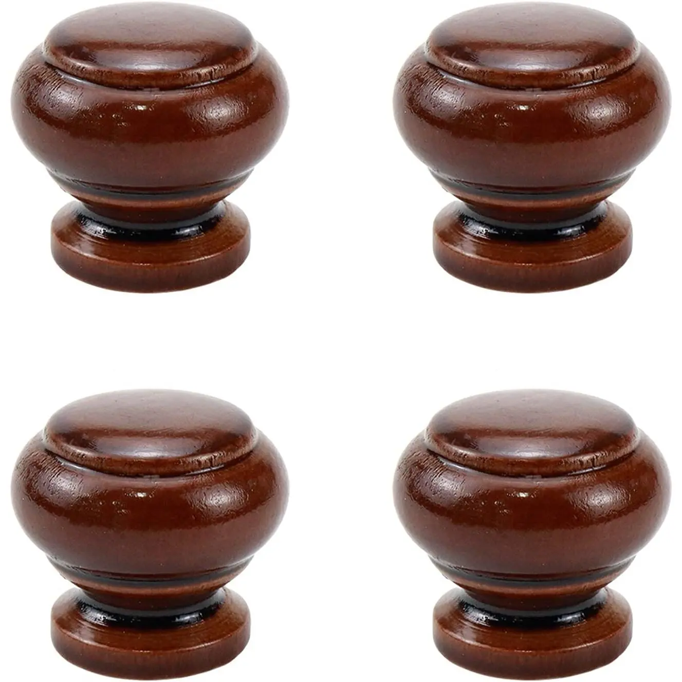 Beech Wooden Drawer Knobs 1 Inch Round Beech  Cabinet Knobs, Brown Dresser Pulls for Cupboard Closet, 4 Packs with Screws