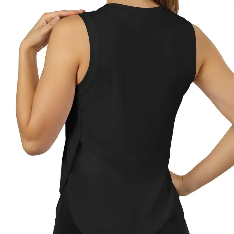 Women's Sports Tank Top | Side Slit Hem | Long Length | Athletic Sleeveless | Gym Workout