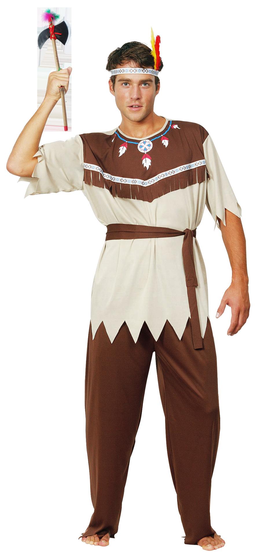 Halloween Gray White Indian Outfit Aboriginal Savage Costume Masquerade