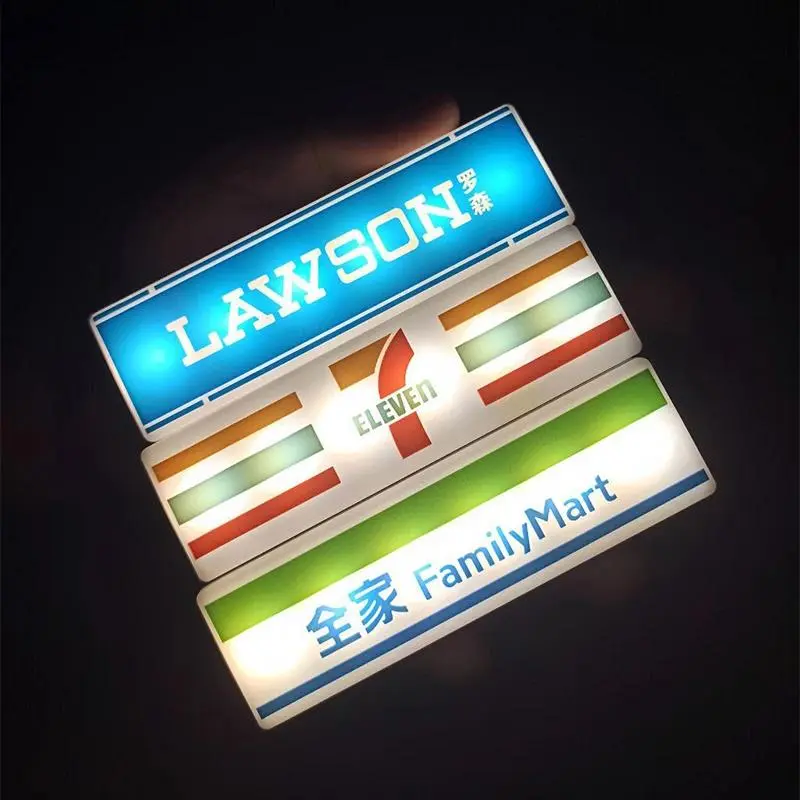 Coffee Shop Magnetic Fridge Stickers Creative Retro Convenience Store Logo Display Board 711 Luminous Box Home Decor Ornaments