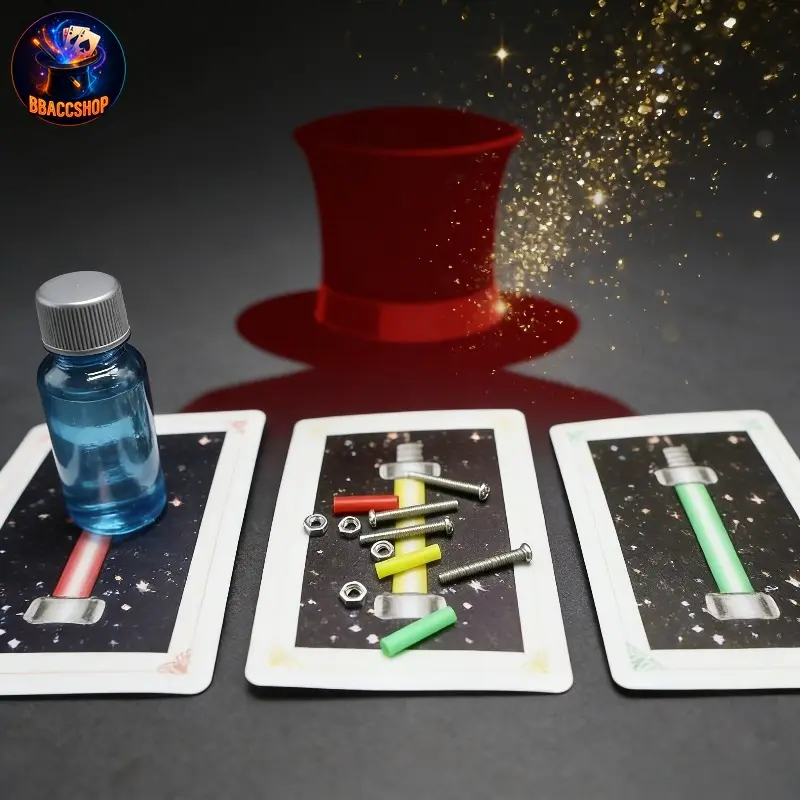 Magic Prediction Screw Trick with Matching Cards - Instantaneous Prediction Performance, 3-Color Screw & Nut Gimmick, for Age 14+ for / /Stage Tricks - Novelty Magic Gift with Teaching Video (selected Card Matching)