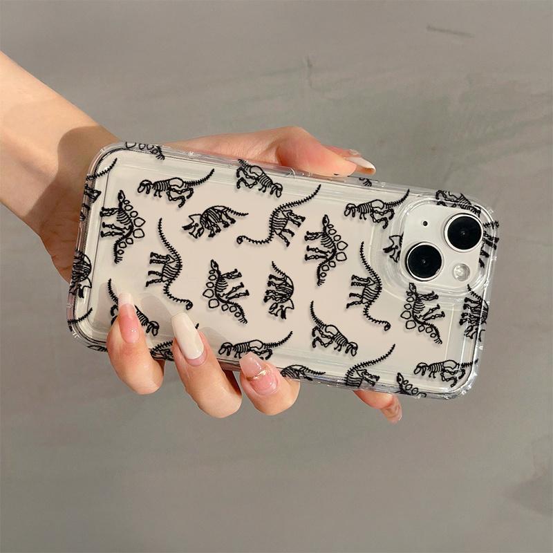 1 transparent dinosaur fossil TPU material anti-drop case with precise hole positioning and full protection, suitable for Apple iPhone cases iPhone6/7/8/X/11/12/13/14/15/16 pro/16 Pro max/16plus