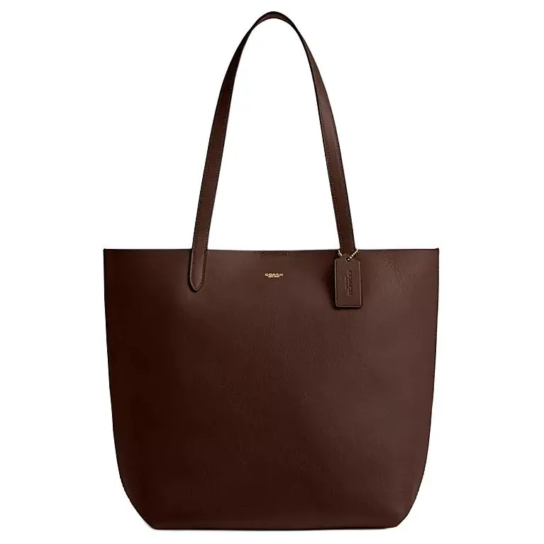 COACH Manhattan 37 Vintage Magnetic-Closure Leather Shoulder Bag for Women, Large Size, Brown