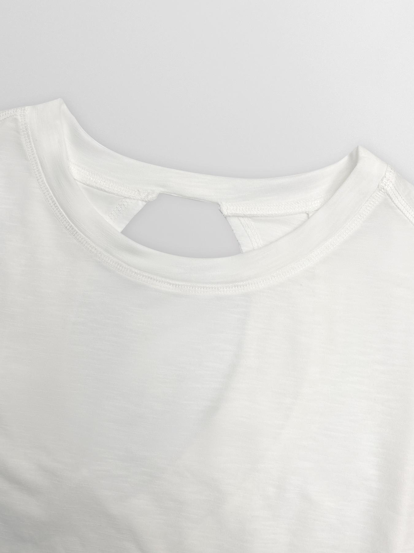 Renaishow Women's Open Back Workout Top Oversized Backless Athletic Short Sleeve T-Shirt for Gym & Casual Wear tiktokshopspringglowup