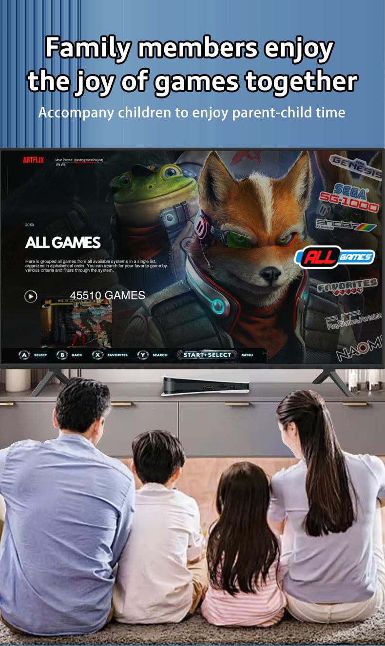 P5X Mini Retro Gaming Console, 4K HD Android System, Dual Wireless Controllers, Classic Arcade Game Player for TV