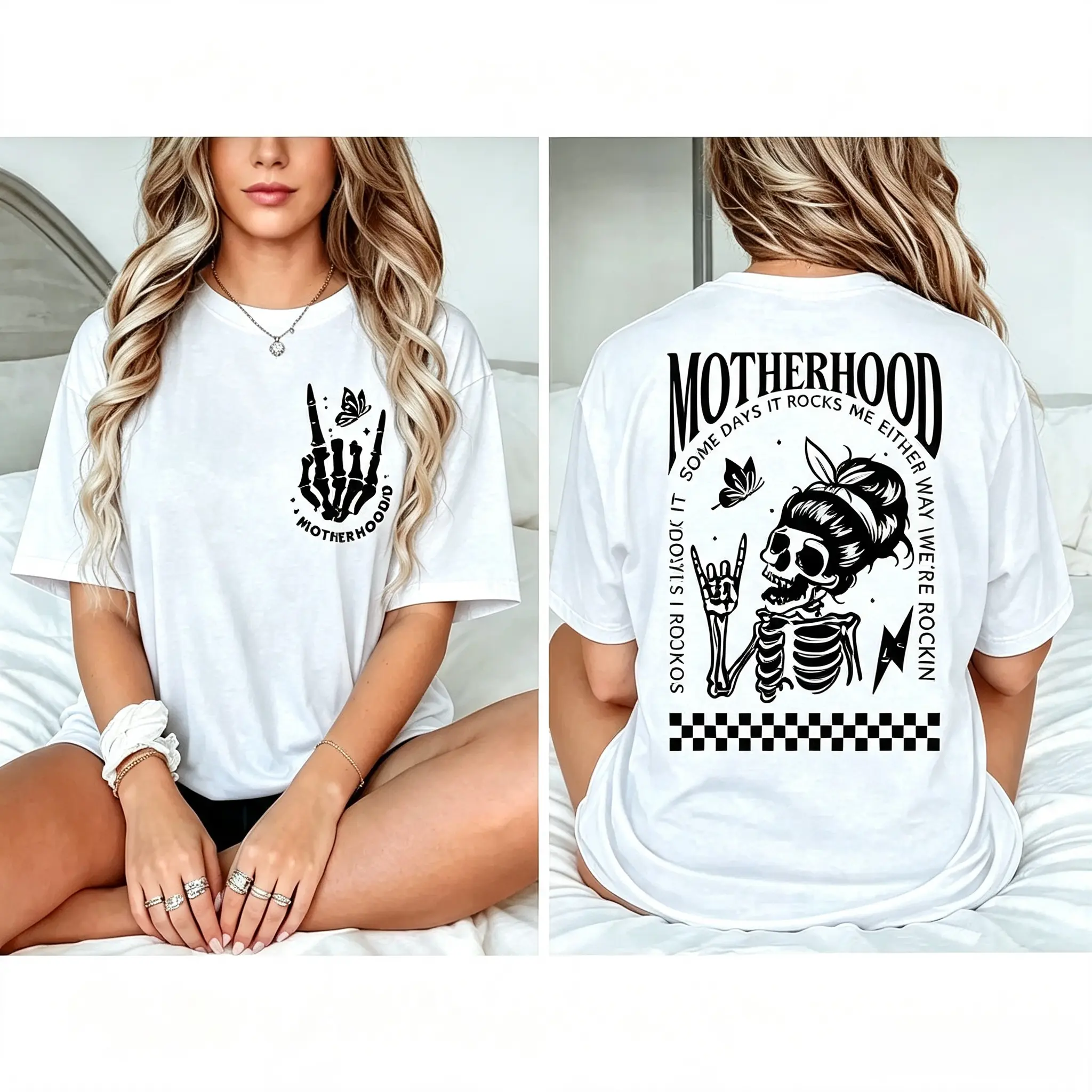 Motherhood Sometimes I Rock It Sometimes It Rocks Me Graphic Sweatshirt, Unisex Mama Mom Casual Top, Rocker Mom Gift Tee, Soft Cotton Blend Crewneck, Comfortable Long Sleeve Loungewear for Mother's Day & Everyday Mom Style
