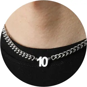 Number Necklace  Men Boys Athletes, Stainless Steel Chain Football Soccer Basketball Baseball 0-99 Birthday Gifts Jewelry 18+2Inches New model