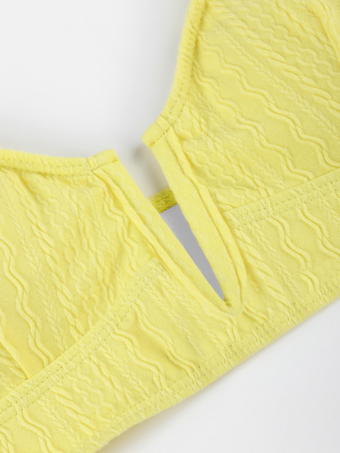 Women's Textured V-Wire Bikini Set 👙 Cross Overlap High Waist Tummy Control Bottoms | Padded Push Up Two Piece Bathing Suit | Trendy 2026 Summer Beachwear Vacation Essentials ✨Available in multiple colors