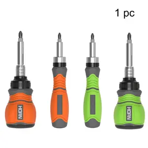 11 in 1 Ratchet Screwdriver Set, Telescopic Magnetic Screwdriver with 10 Replaceable Bits, 3-Way Ratchet Mechanism, Built in Bit Storage Handle, Slim & Stubby 2 Styles, Orange & Pink Optional Repair Tool Kit