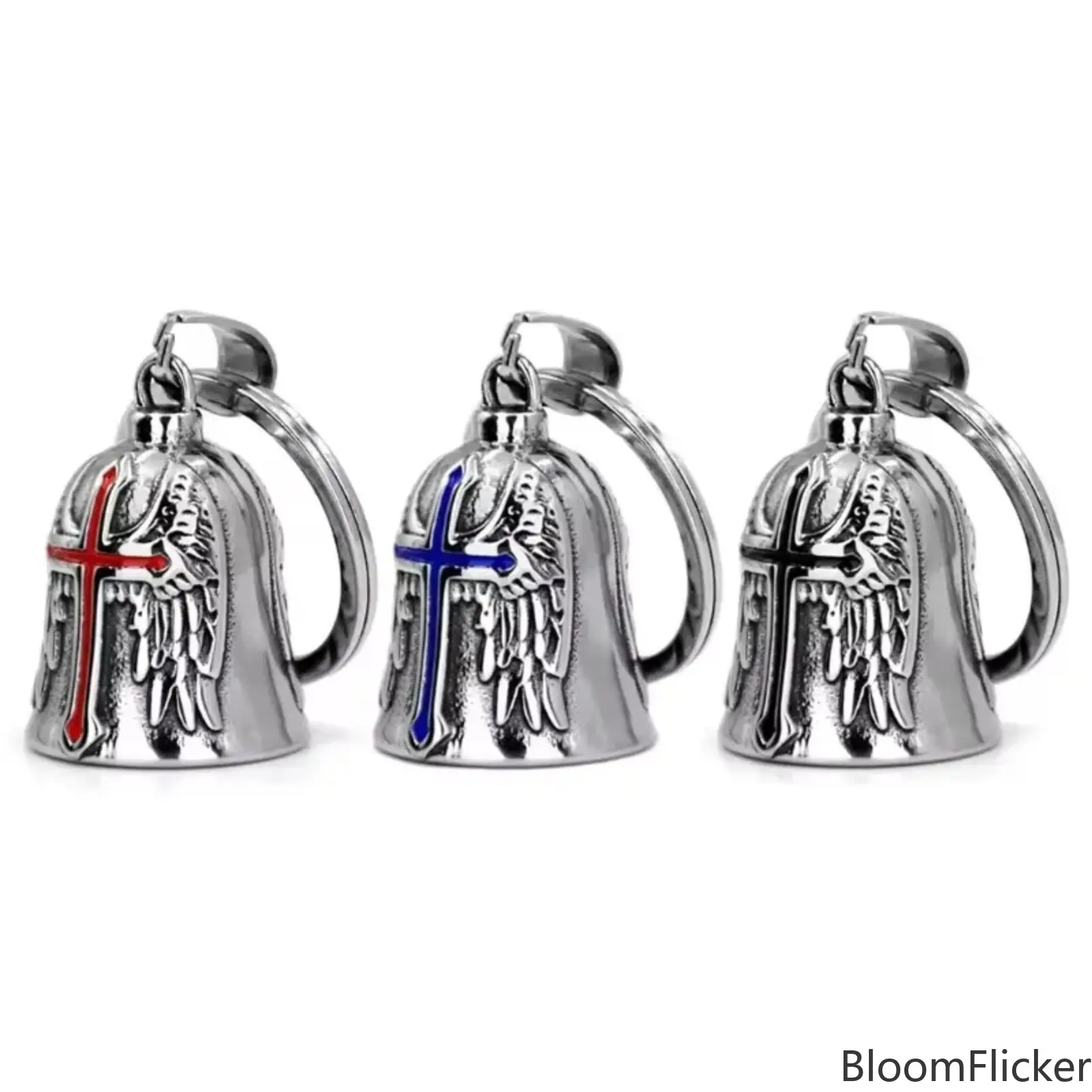 3Pcs Punk Guardian Angel Wing Motorcycle Bell Charms, Metal Good Luck Bike Hanging Decor Ornaments, Cute Protective Biker Accessory for Motorcycles, Unique Lucky Gift for Riders & Motorcycle Enthusiasts