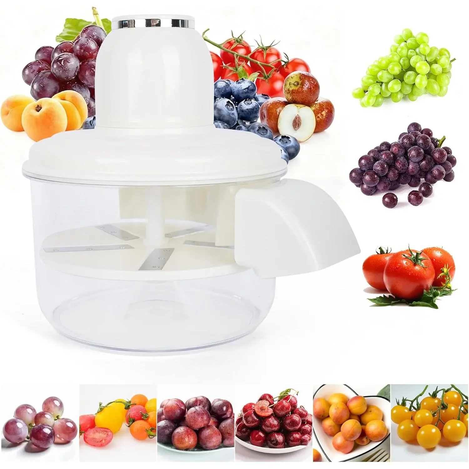 Automatic Grape Peeler Machine, Electric Garlic & Cherry Tomato Peeler Skin Remover Tool for Small Fruits, Effortless Peeling for Home Kitchen (White-1PC)