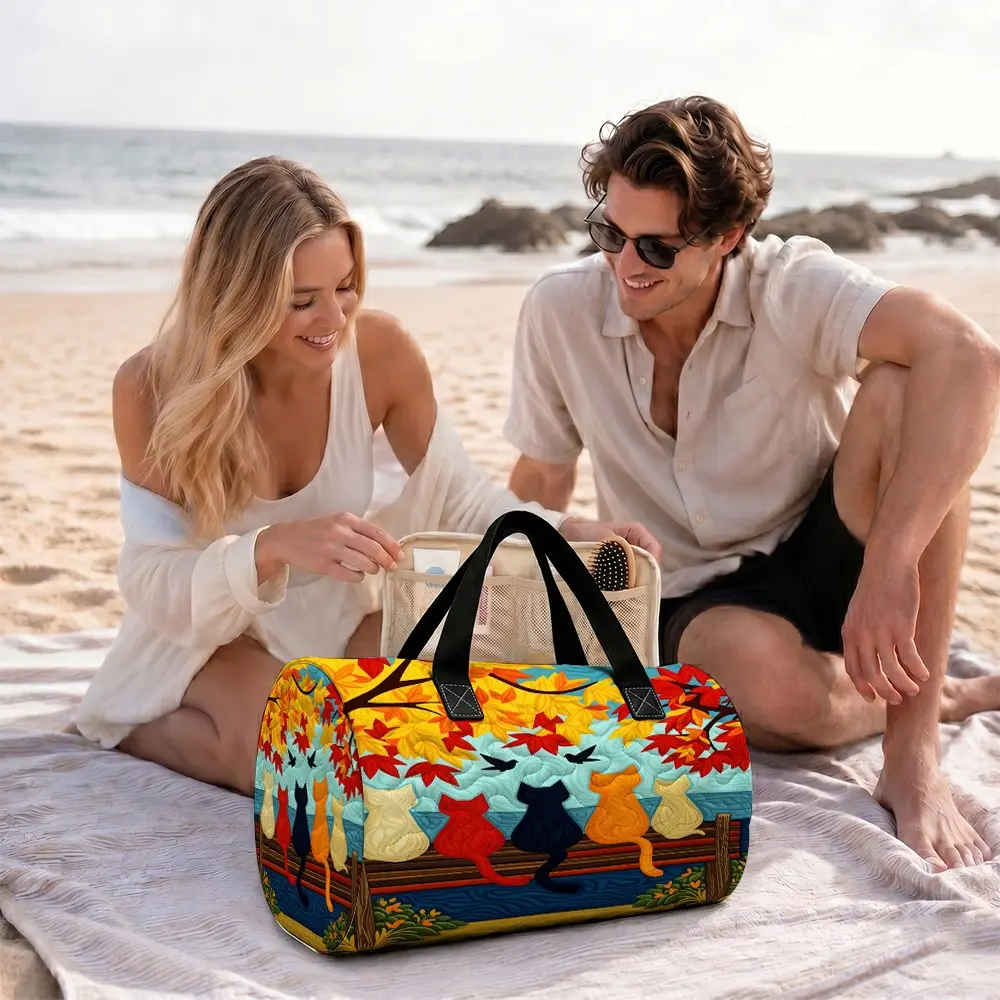 Large Capacity New Quilted Bag, Women's Handbag, Men's Handbag, Storage Bag, Retro Fashion Print, 18.31in*8.27in*8.27in, Sports Bag