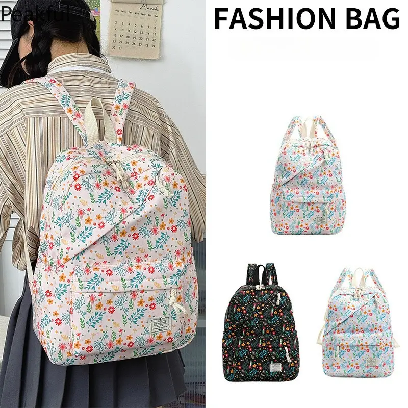 Floral Print Lightweight Backpack for Teens Girls, Large Capacity Casual School Bag with Adjustable Straps & Breathable Back, Perfect for Daily Commute, Travel & College