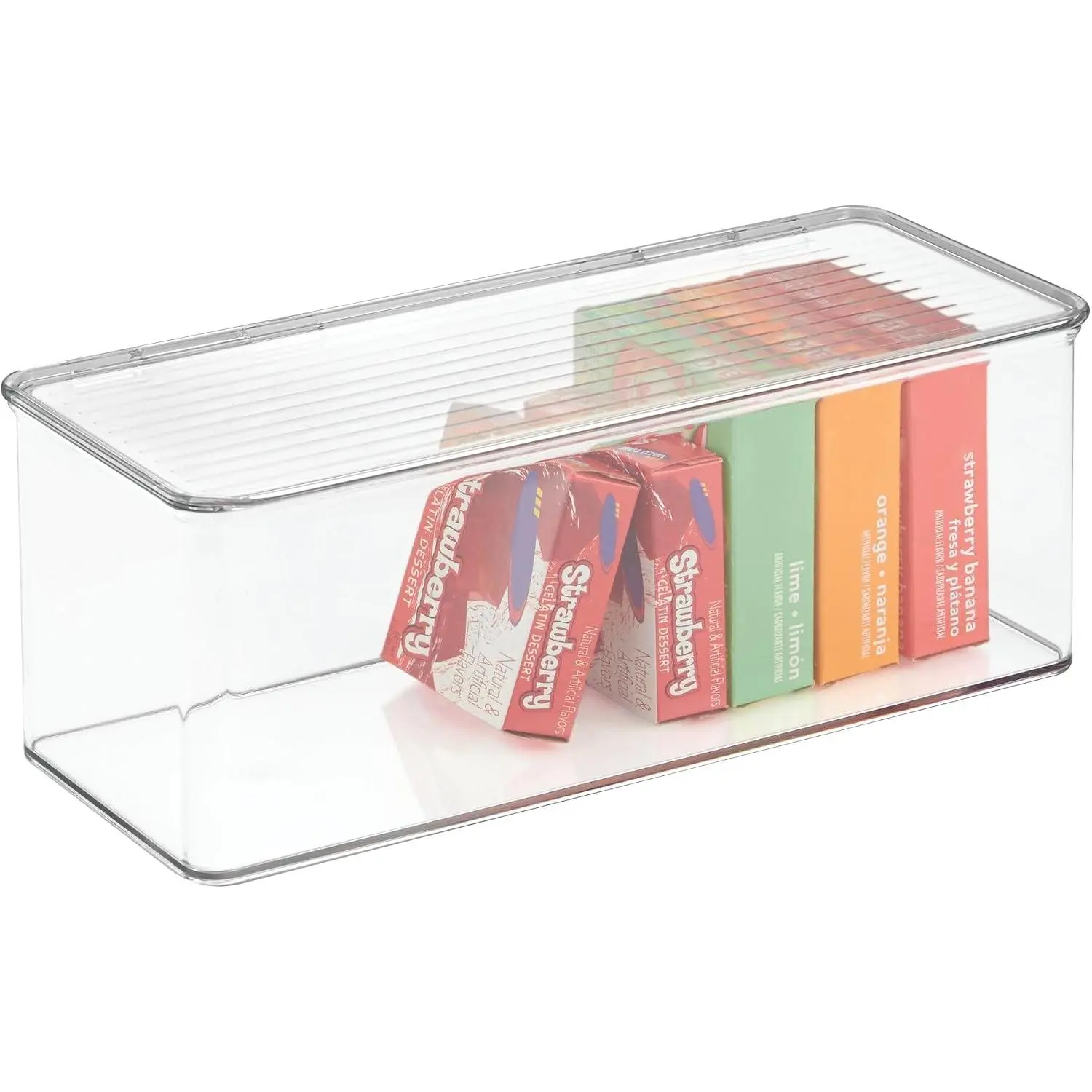 Plastic Stackable Hinged-Lid Storage Box, Clear