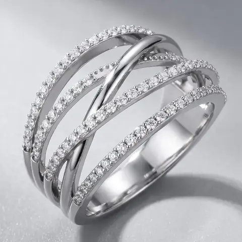 Fashion Chic Rhinestone Criss Cross Promise Ring for Women, Hollow out Rings Jewelry, Casual Matching Jewelry for Party, Female Classic Fashion Accessories for Daily Wear, Elegant Rhinestone Ring, Beautiful Rings