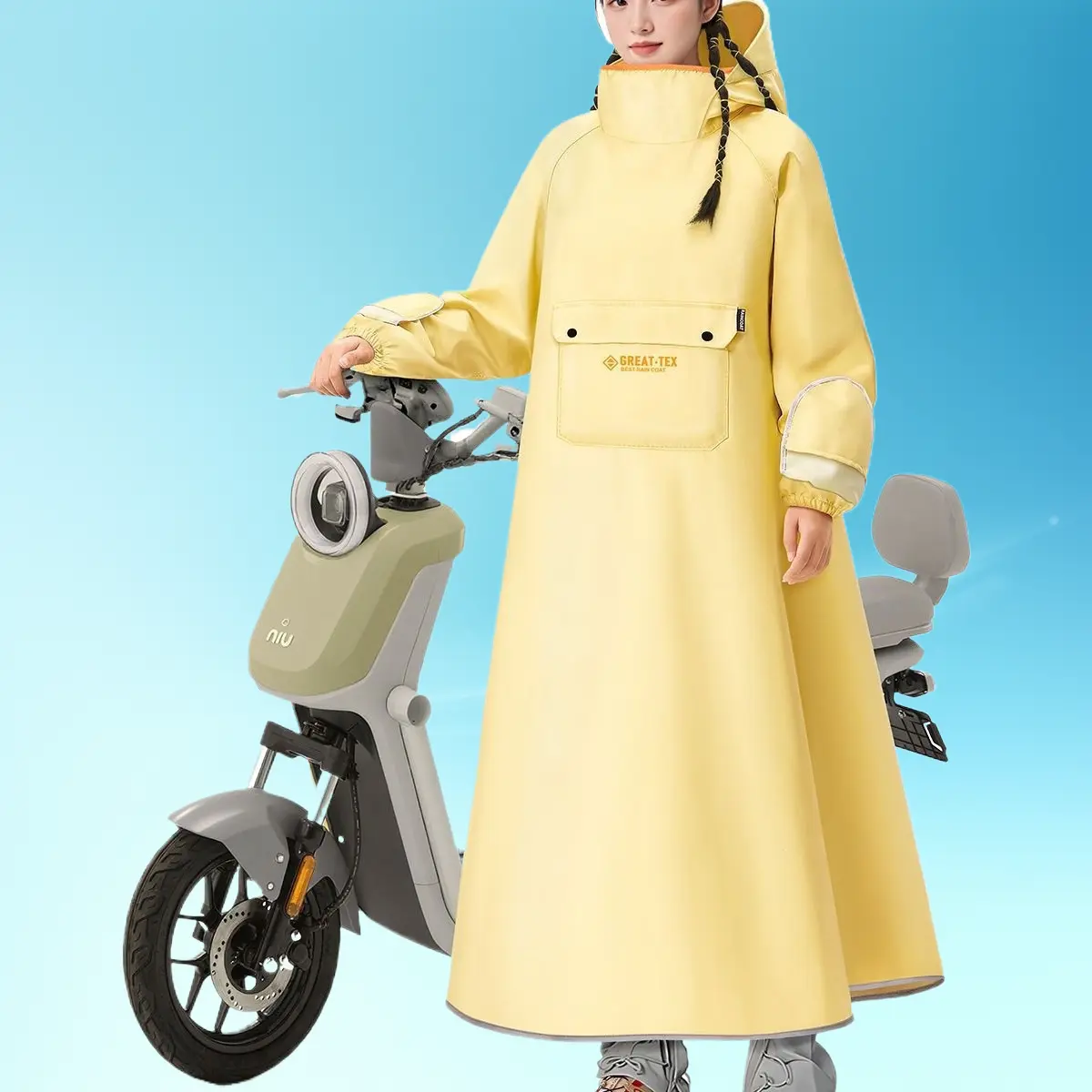 Full Body Integrated Raincoat For Electric Motorcycle Thickened Heavy Rainproof Cycling Protective Rain Cape