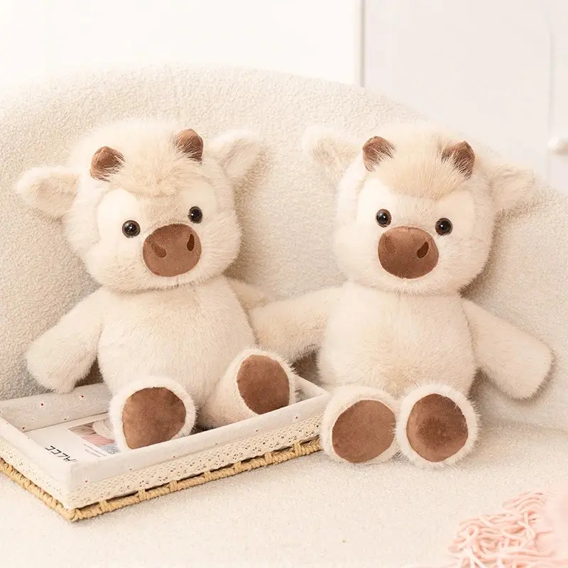 45cm Highland Cattle Stuffed Toy - Cute Look Soft Plush Huggable Running Cow, Premium Soft Fabric Soothing Companion for Toys & Hobbies