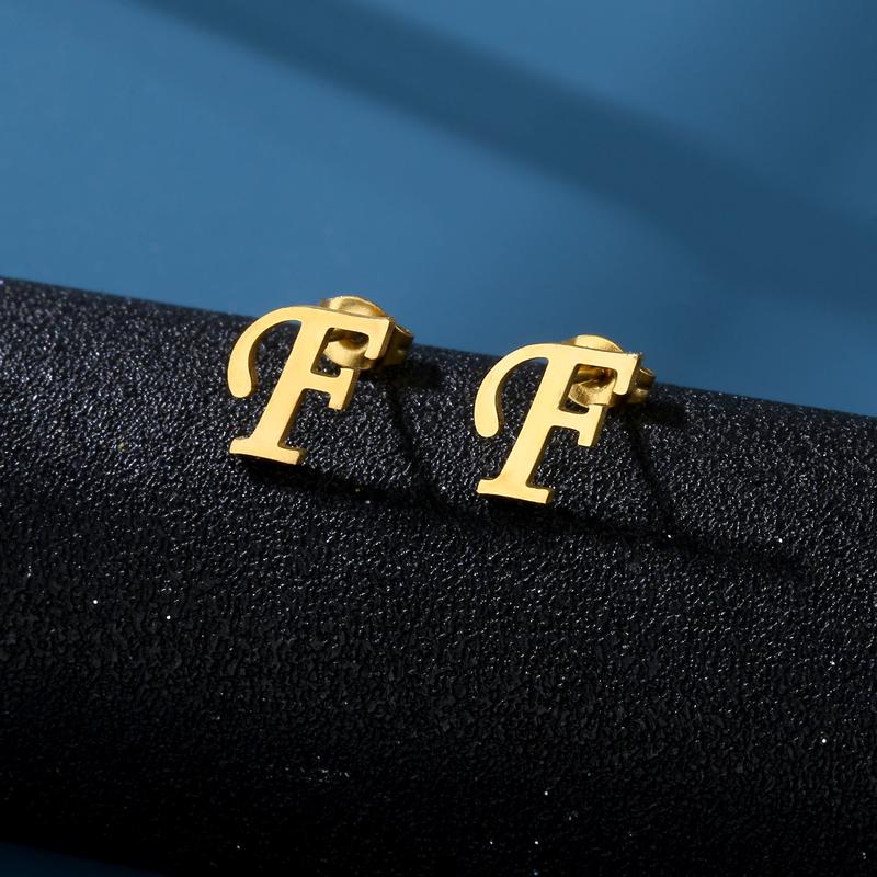 1 Pair Initials Earrings Stainless Steel 26 English Letters Personalized Letter Earrings for Men And Women Valentine'S Day Mother'S Day Thanksgiving Birthday Souvenirs