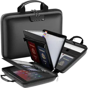 Fireproof File Organizer with Lock, Hard Case Fireproof Document Box with 13 Pockets Accordion File Folder, Important Document Organizer for Letter A4 Files Laptop  (Black)