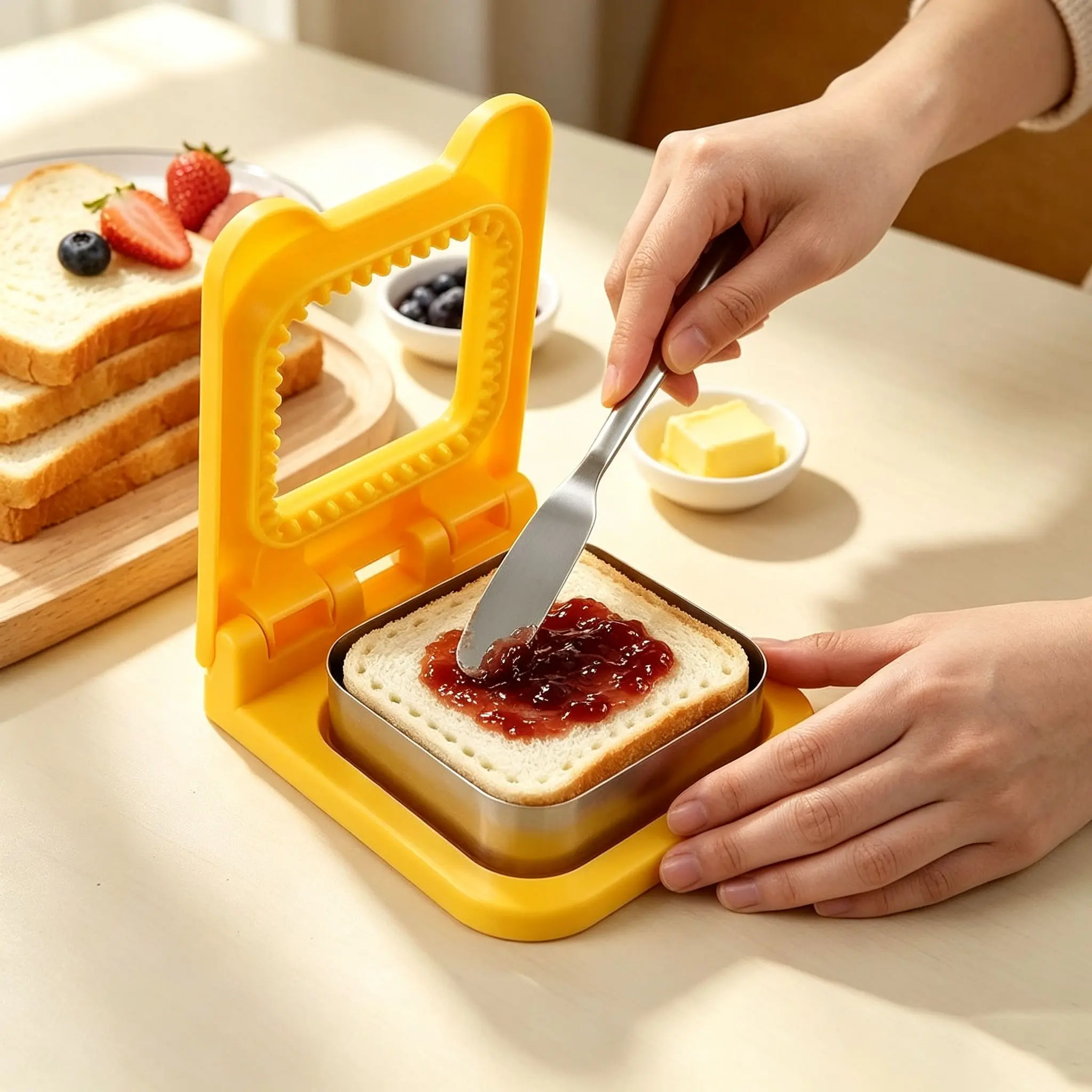2pcs Stainless Steel Butter Spatula & Sandwich Sealer Set, Multifunctional Jam Spreader Knife, DIY Pocket Sandwich Maker, Home Kitchen Gadget