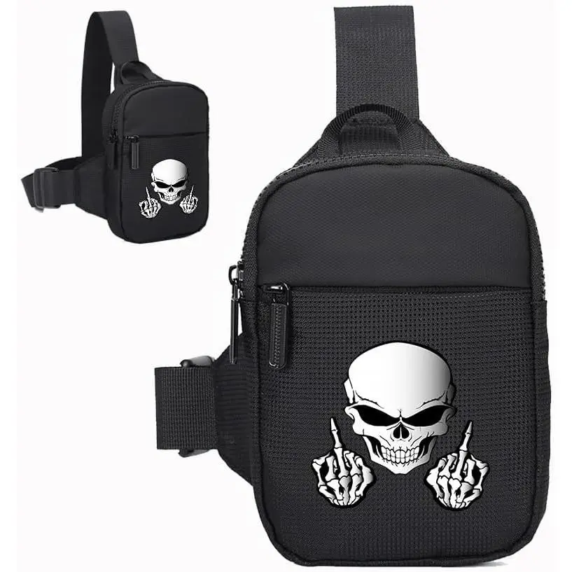 Small Travel Sling Bag For Men Women  For Mens Mini Crossbody Bag Men Chest Bags For Travel Work  (Skull Finger, Small)
