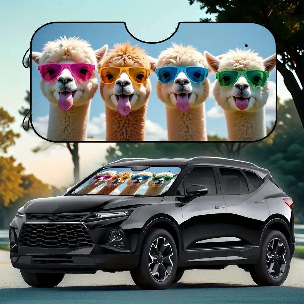 1pc, Llama Windshield Sun Shade, Funny Animal Design, Blocks Rays, Keeps Your Vehicle Cool and Safe, Easy to Install for Cars, Trucks, and SUVs