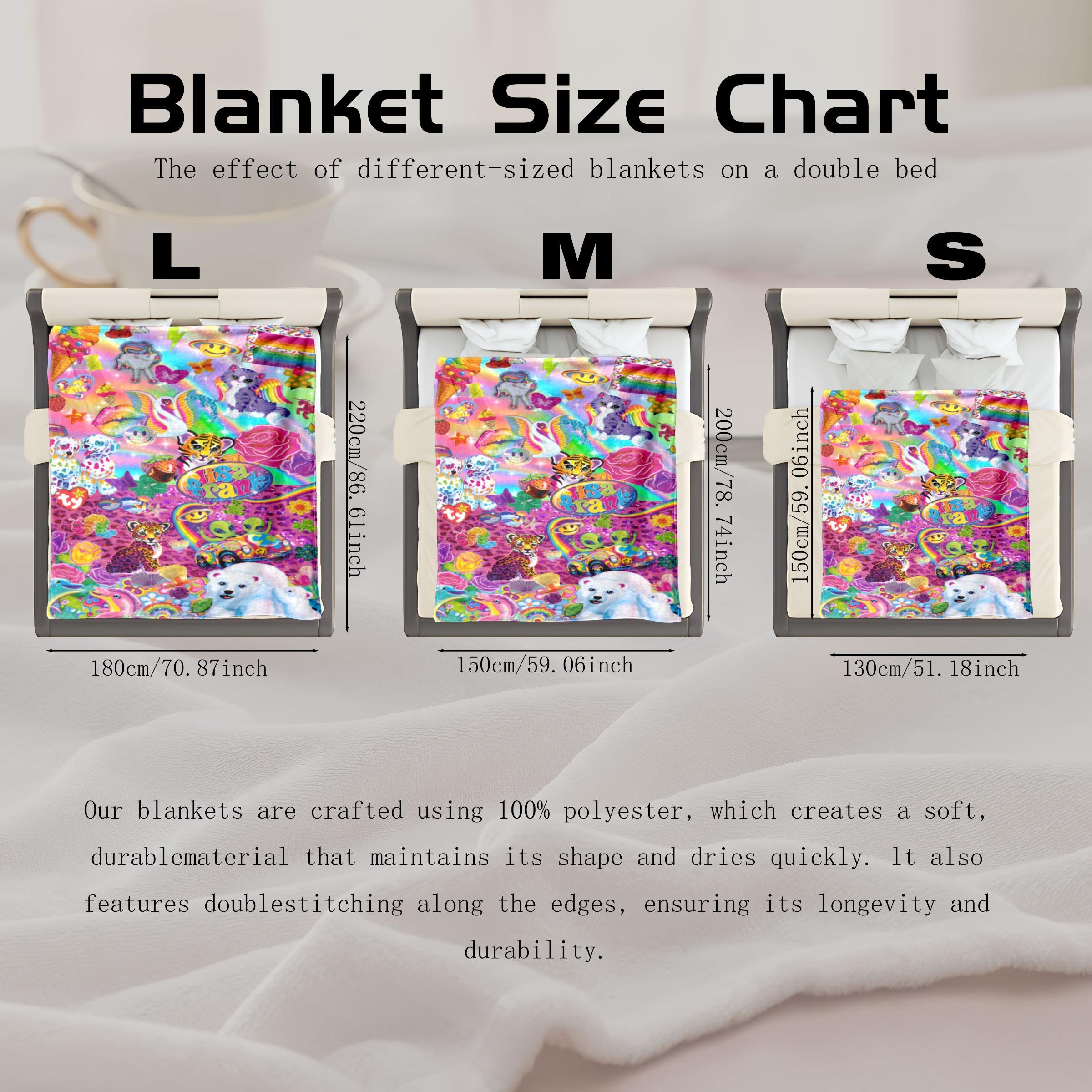 Lisa Frank Collage Themed Blanket, Vibrant & Playful Style, Features Colorful Characters, Soft and Warm, Perfect for Home Relaxation, Flannel Blankets