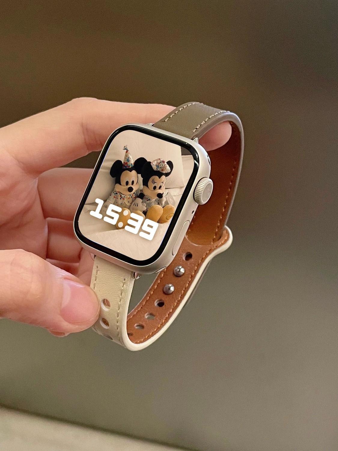 Compatible with Apple iWatch SE 10 9 Ultra 8 7 6 5 4 3 2 Watch Band Slim Genuine Leather Small Waist Women