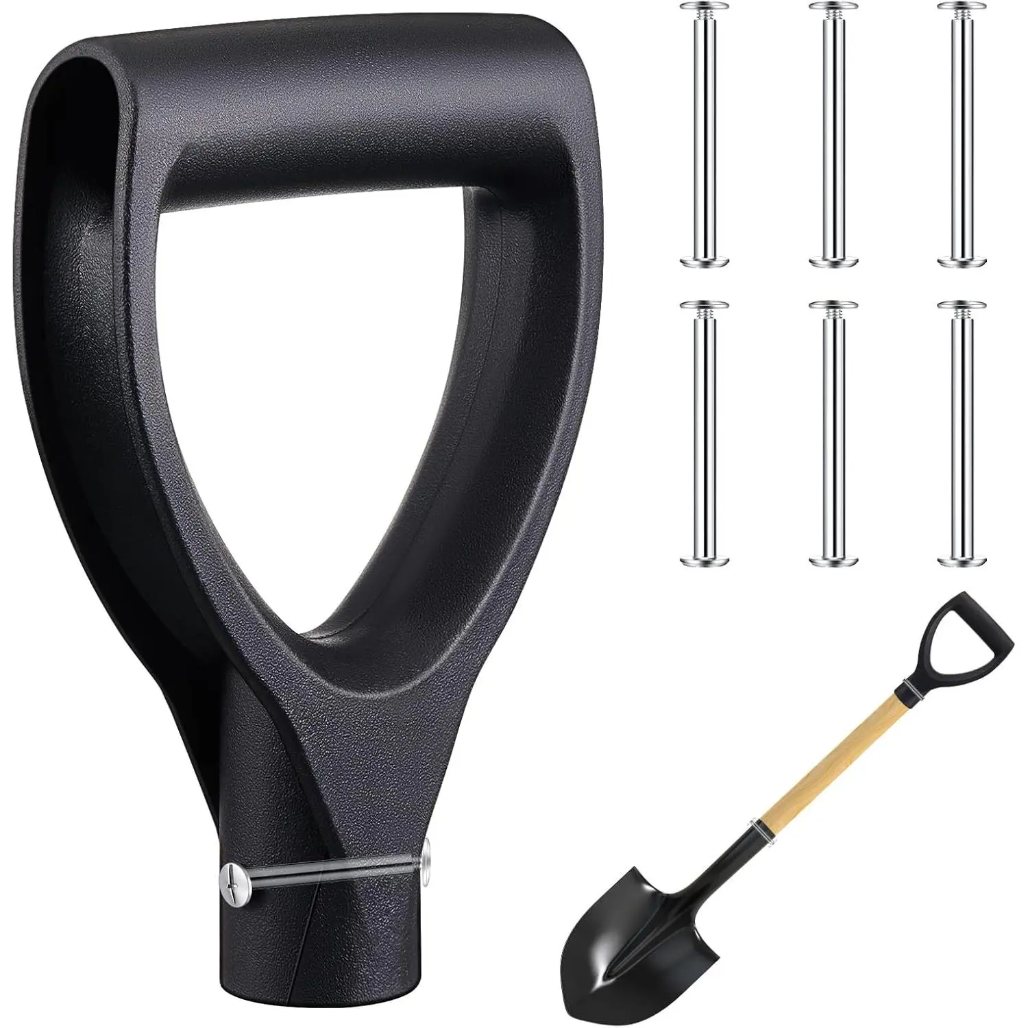 1-1/4" Shovel Handle  D Grip Shovel Handle with 6  Screw Inner Diameter Spade PVC D Grip for Garden Digging Raking Tools